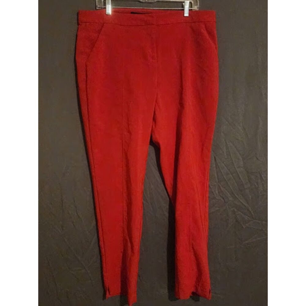 Kardashian Kollection Red Slim Pants Ankle Slit Tailored Trousers XL